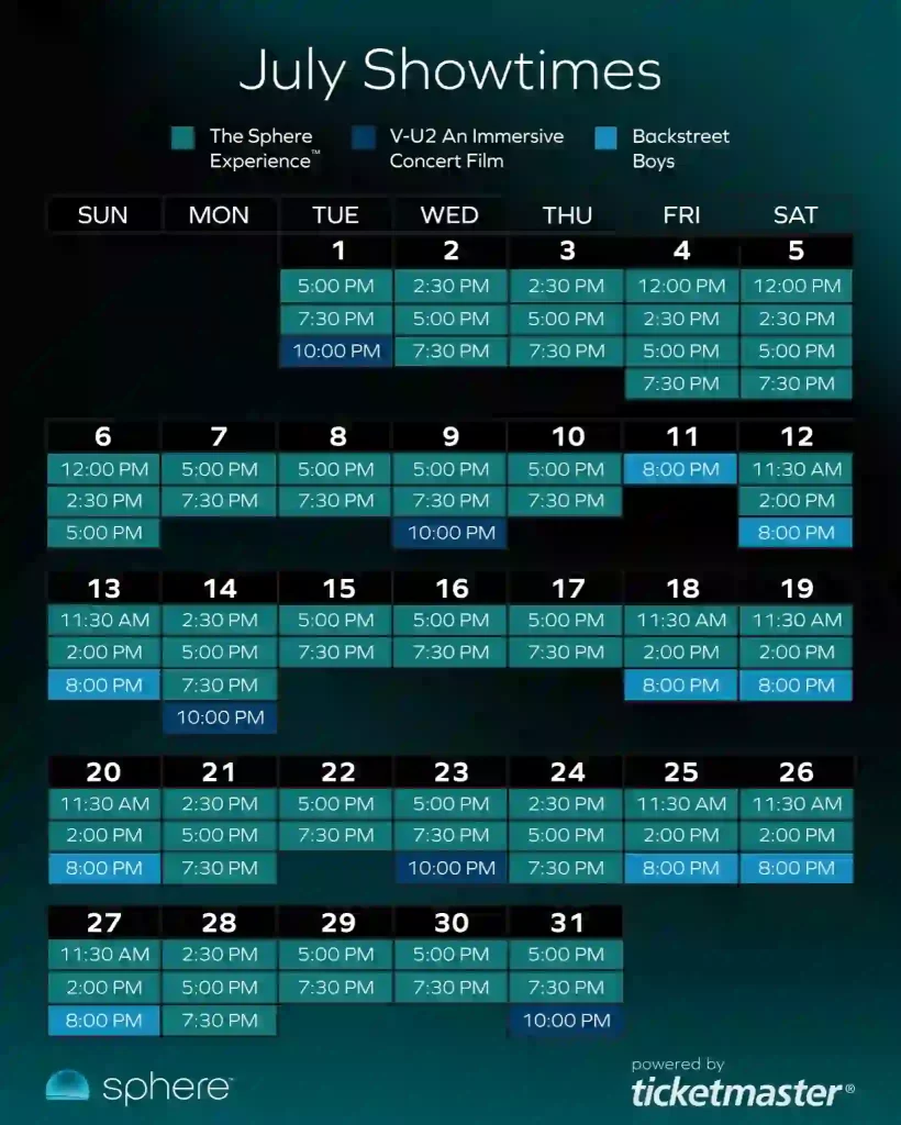 Sphere vegas July Event 2025